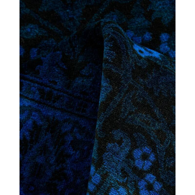 Fine Vibrance One-of-a-Kind Hand-Knotted Runner Rug - Blue, 2' 8" x 16' 5" - 2' 8" x 16' 5"