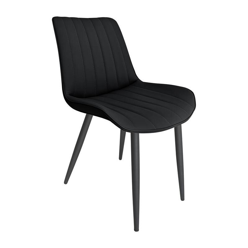 PU Leather Dining Chair with Metal Legs, Wave Pattern Upholstered Armless Chair Set of 6 for Kitchen, Living