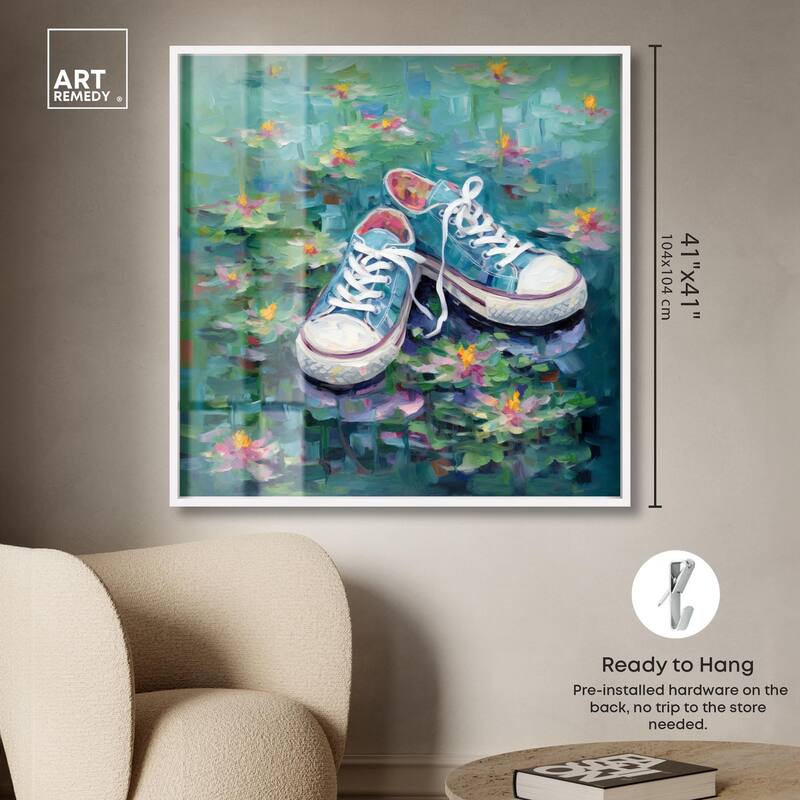 Lily Pad Sneakers II Shadowbox by Art Remedy