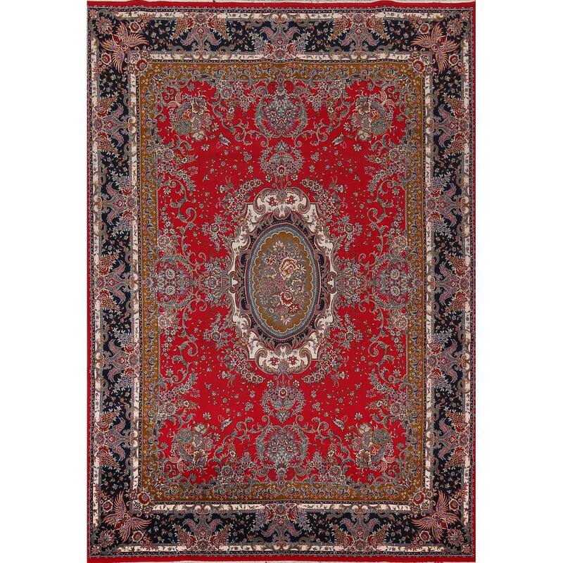 Victorian Style Red Kashan Turkish Area Rug Red Machine Made Carpet - 9'8" x 12'8" - Red - 9'8" x 12'8"