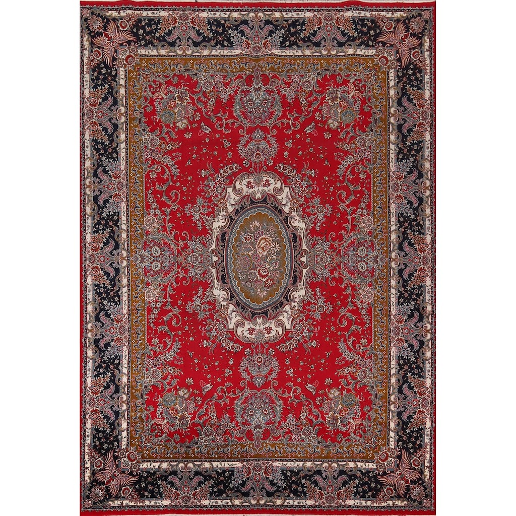 Victorian Style Red Kashan Turkish Area Rug Red Machine Made Carpet - 9'8" x 12'8"