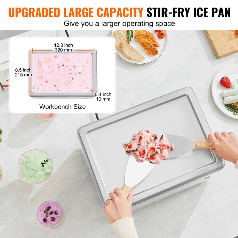 Fried Ice Cream Roll Machine for Making Ice Cream, Frozen Yogurt, Ice Cream Rolls - 12.6" x 8.5"