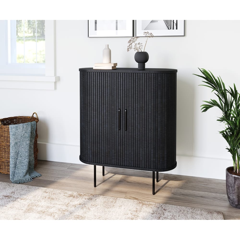 Rye Studio Nicola Mid-Century Modern Rounded Sliding Door Cabinet 39"