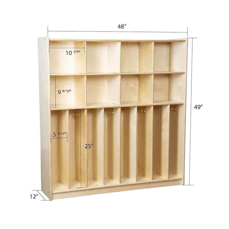 Contender 8 Section Coat Locker with Cubby Storage Shelves, Montessori Backpack Organizer For Daycare, Preschool - 48"