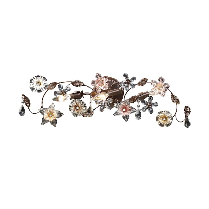 Cristallo Fiore 26-inch Wide 3-Light Vanity Light in Deep Rust - 30