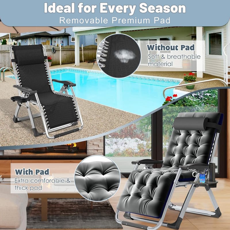 DoCred Zero Gravity Chair, Folding Lawn Chaise Recliner Lounge Chair