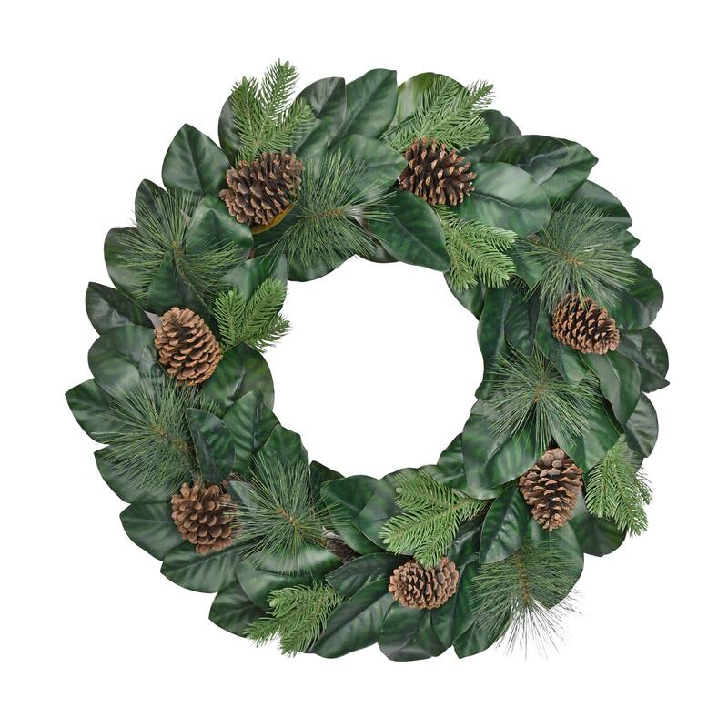Puleo International 32 in. Magnolia Artificial Wreath