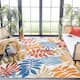 SAFAVIEH Cabana Laila Indoor/ Outdoor Waterproof Patio Floral Rug - 8' Square - Cream/Red