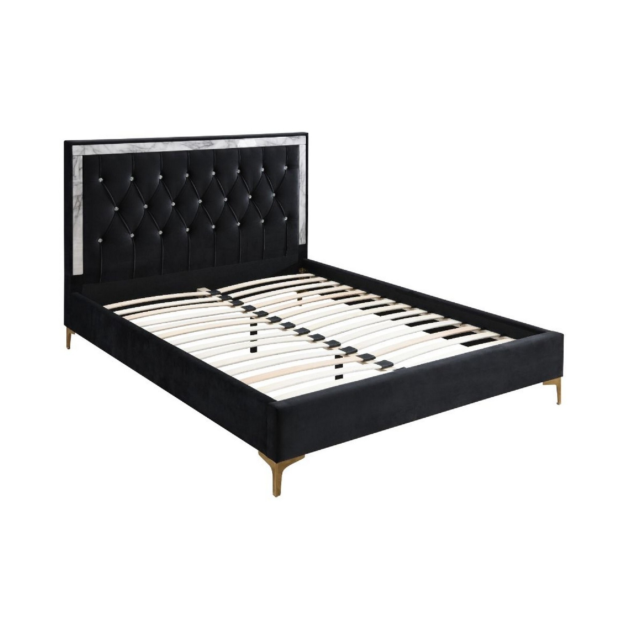 Eastern King Bed with Diamond Tufted Headboard Black Bed Bath Beyond 35534231