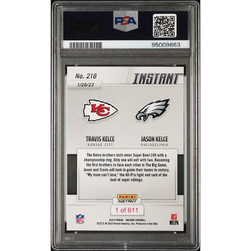 Jason Kelce 2022 Panini Instant Signed Football Card #218 Auto PSA 9 95009663 - 8'6" x 11'6"