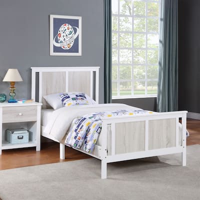 Wood Kids Bed Twin Bed Dual-tone finish Midnight White & Rockport Gray
