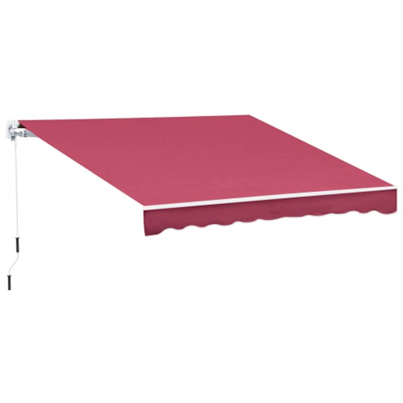 155.5" Wide Retractable Patio Awning with Extendable Aluminum Frame and UV Rain Fabric - 155.5" W x 96.5" D - Wine Red