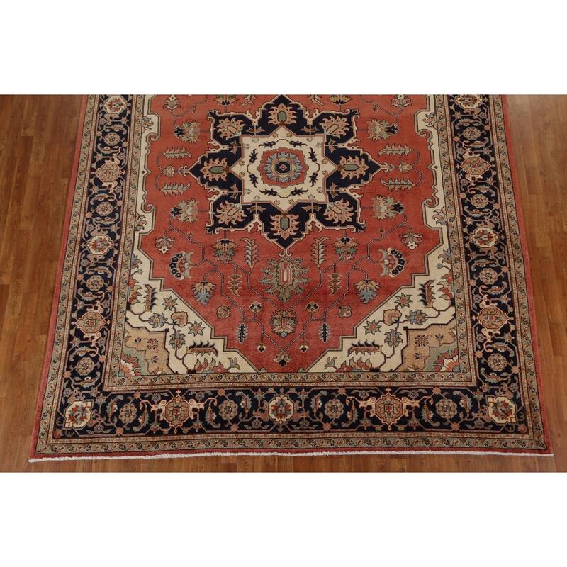 Vegetable Dye Heriz Serapi Persian Area Rug Hand-knotted Wool Carpet - 9'0" x 11'3"