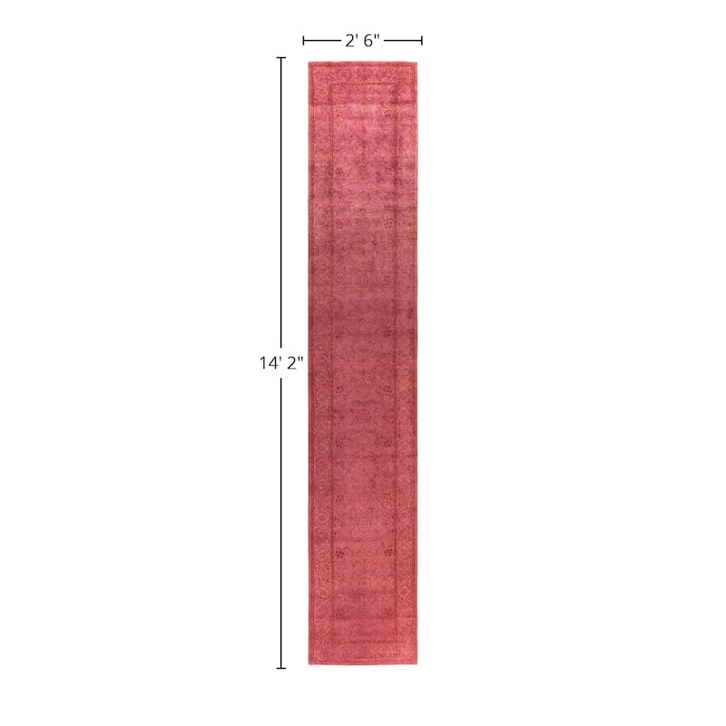 Overdyed One-of-a-Kind Hand-Knotted Area Rug - Pink - 2' 6" x 14' 2"