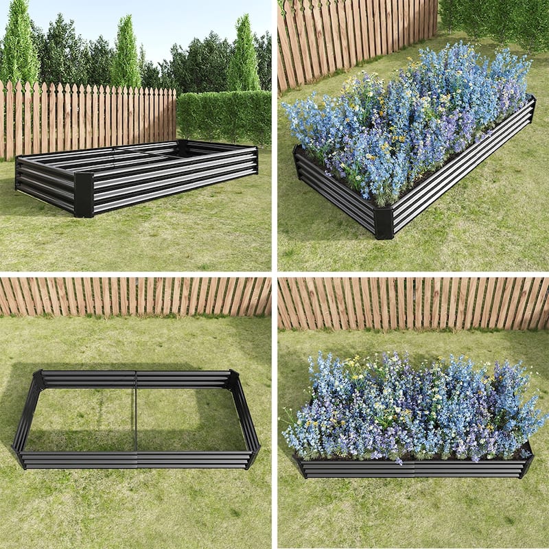 Outdoor Galvanized Metal Raised Garden Bed Kit - 7.6 x 3.7 x 1 ft