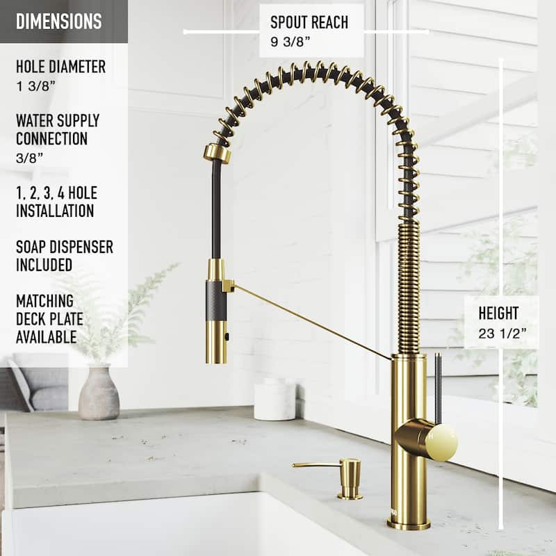 VIGO Livingston 24" H Single Handle Pull-Down Sprayer Kitchen Faucet