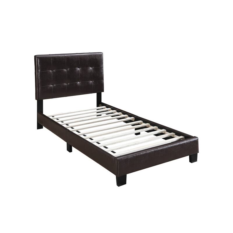 Faux Leather Upholstered Bed with Tufting