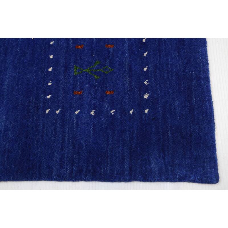 ECARPETGALLERY Hand Loomed Kashkuli Gabbeh Dark Blue Wool Rug - 5'4 x 7'8