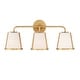 preview thumbnail 1 of 3, Fulton 3 Light Antique Gold Bathroom Vanity - 23.25'' W x 9.25'' H x 7.5'' D