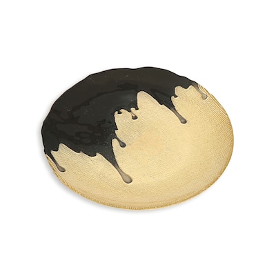 Set of 4 Salad Plates Gold with Black Dipped Design - 8.25"D
