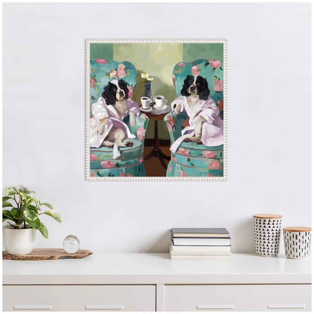 Kate and Laurel Sylvie Coffee Hour Framed Canvas by Mary Sparrow