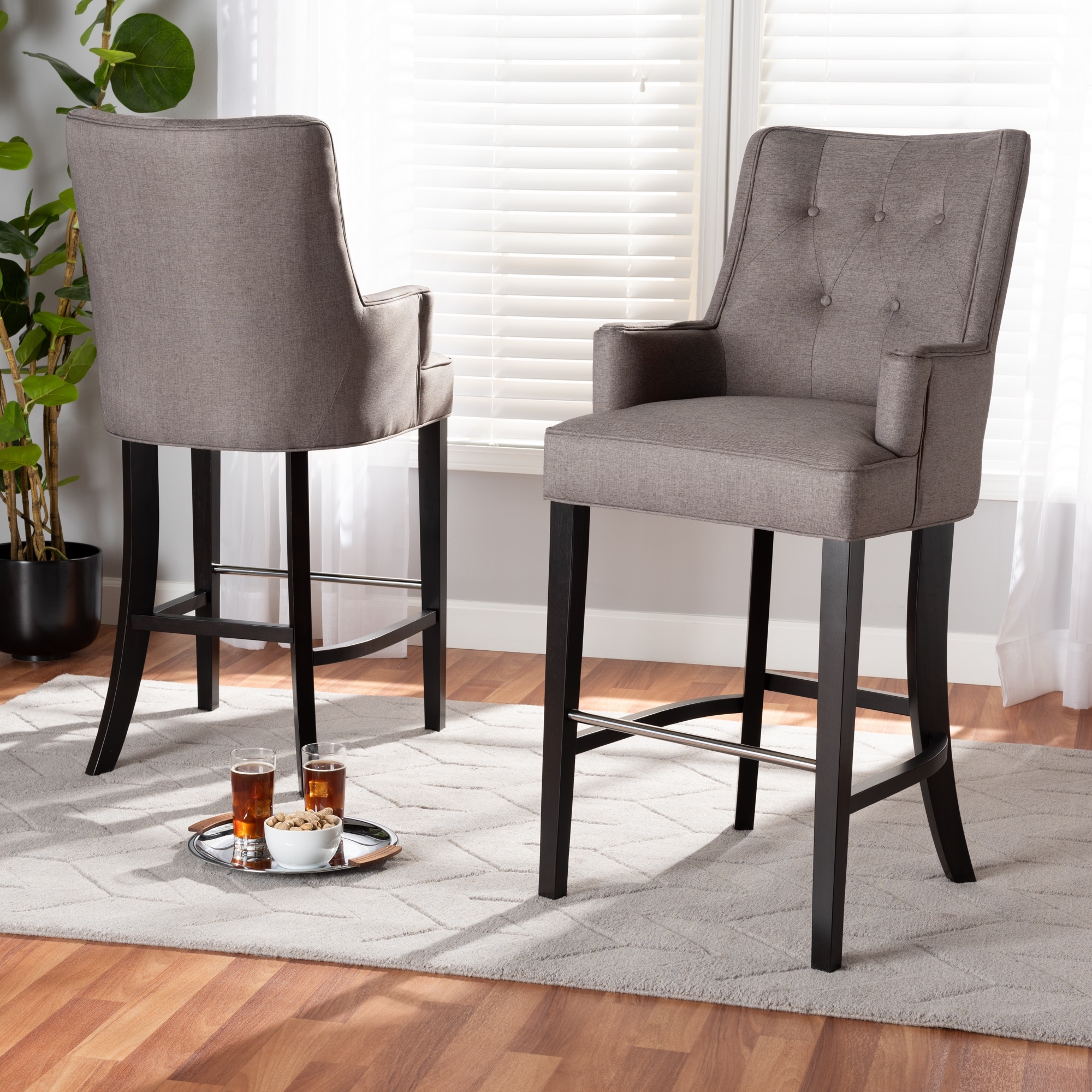 Grey fabric bar chairs outlet