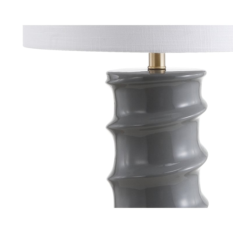 Prague 28" Ceramic LED Table Lamp, Dark Grey/Gold by JONATHAN Y
