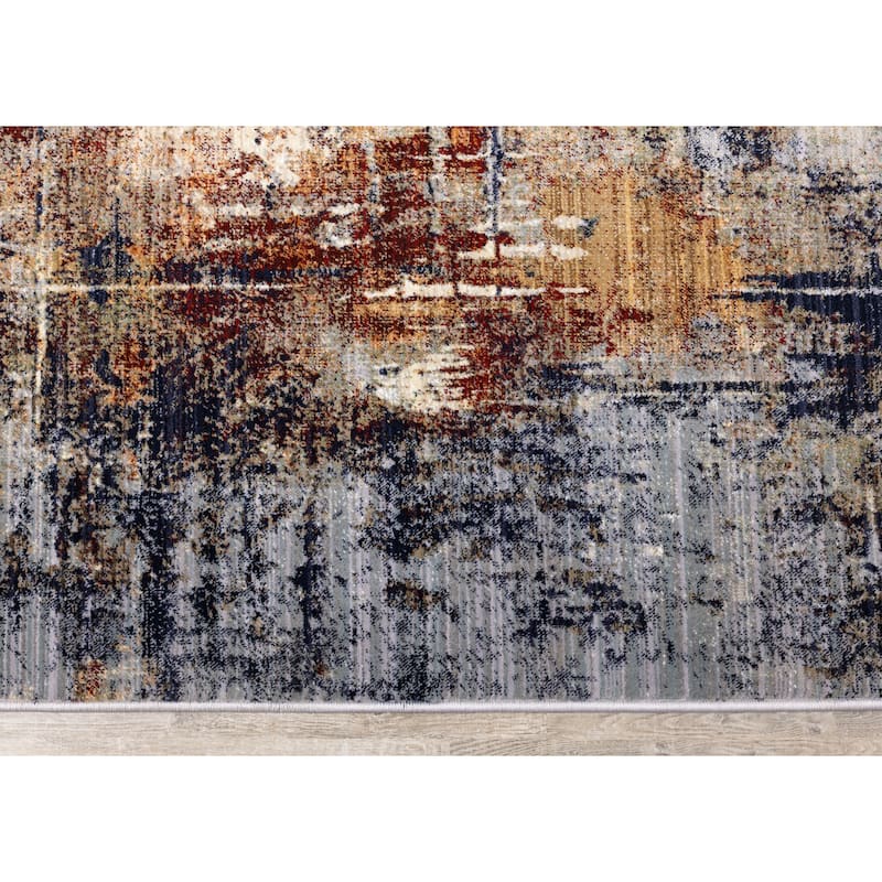 Sydney Collection - Red/Blue/Beige Distressed Patches Rug