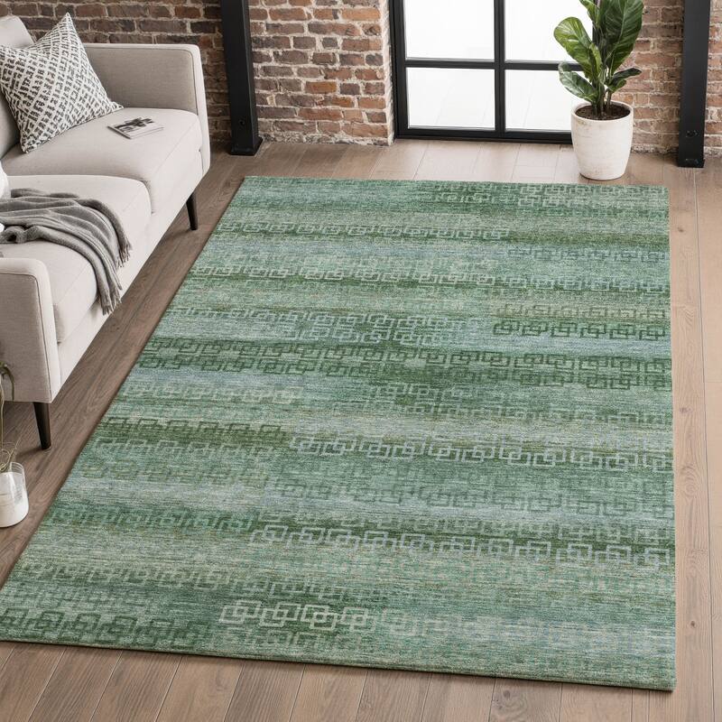 Premium Washable Super Soft Modern Stripe Mayfield Rug - Aloe - 8' x 10'