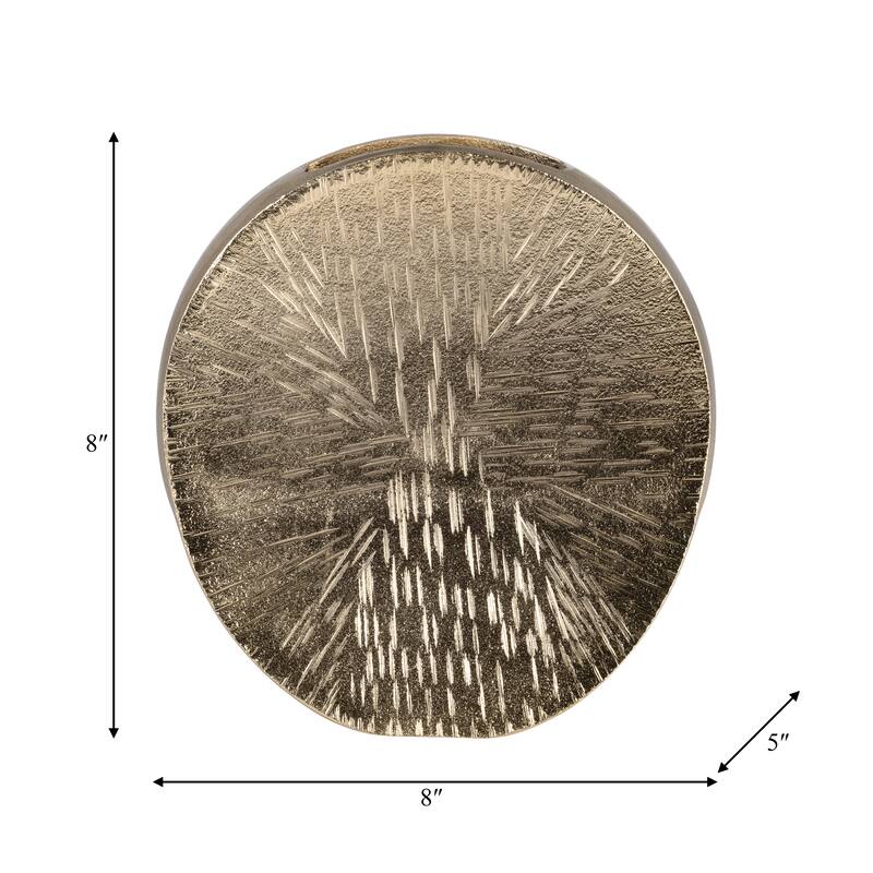 Metal Etched Textured Surface Oval Vase - Gold, 8"