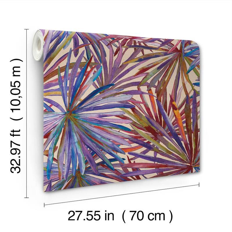 A-Street Prints Corifa Purple Palm Leaf Wallpaper