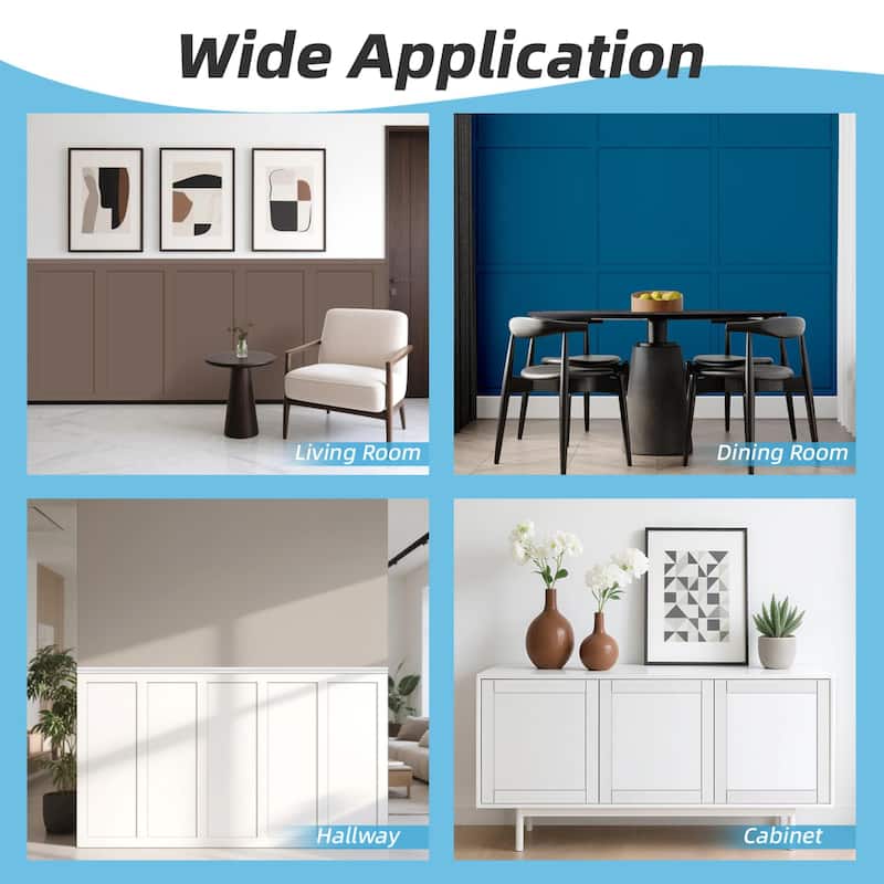 Pre-Cut MDF Wainscoting Kit Wall Decor Molding Strips Includes Trim Pieces