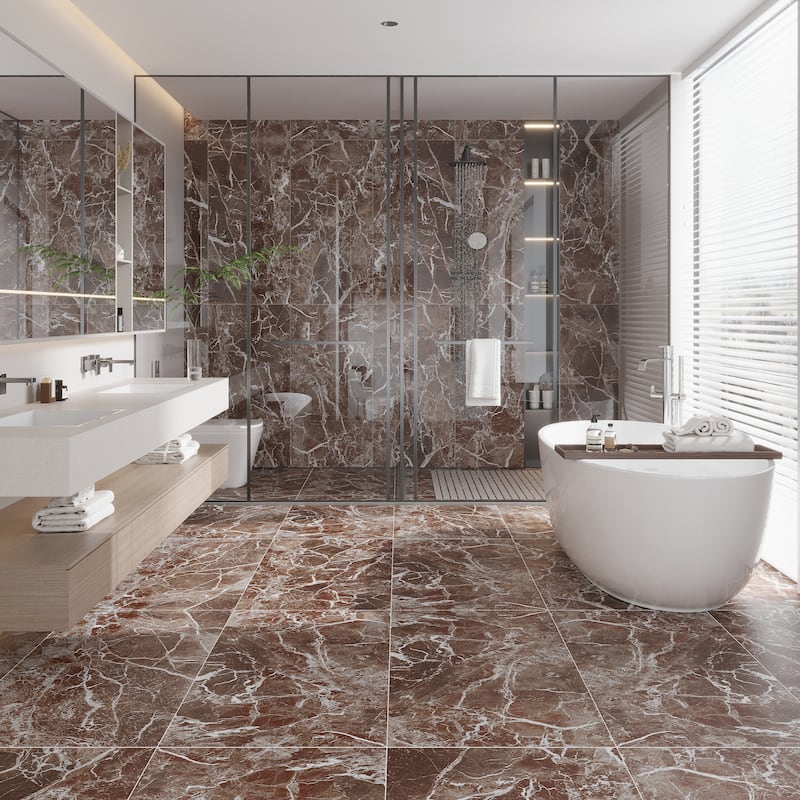 Regalia 24x48 in. Matte Porcelain Marble-look Vein Large Wall and Floor Tile (15.5 sq ft/case, 2-Pack) - Rosso Levanto