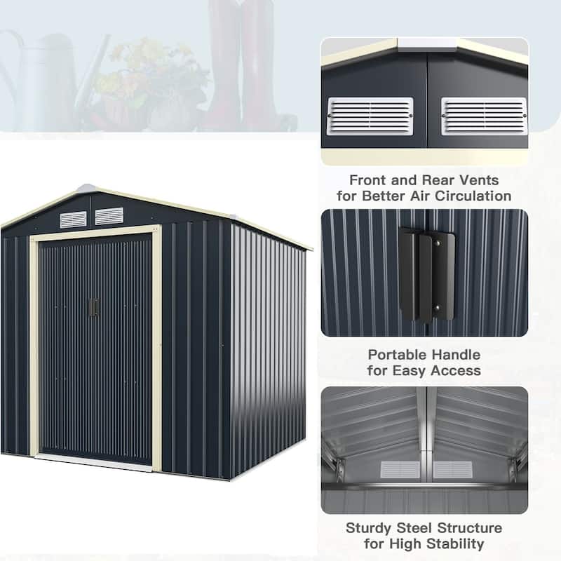Gymax Outdoor Tool Storage Shed Large Utility Storage House w/ Sliding