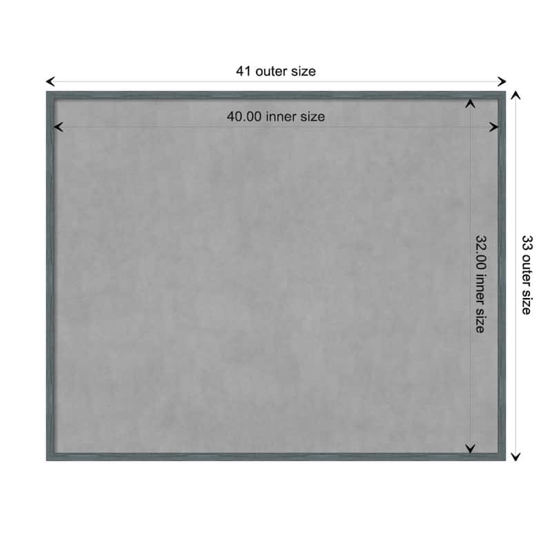 Amanti Art Dixie Blue Grey Rustic Narrow Framed Magnetic Board - Board Size 40x32