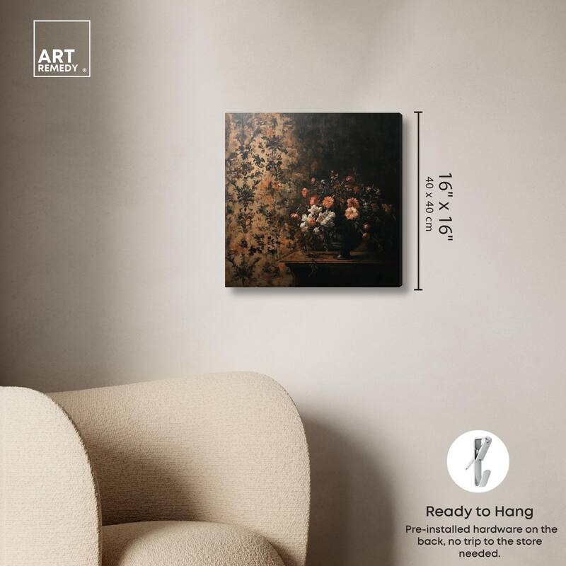 Dark Floral Elegance Canvas by Art Remedy, Gallery Wrapped