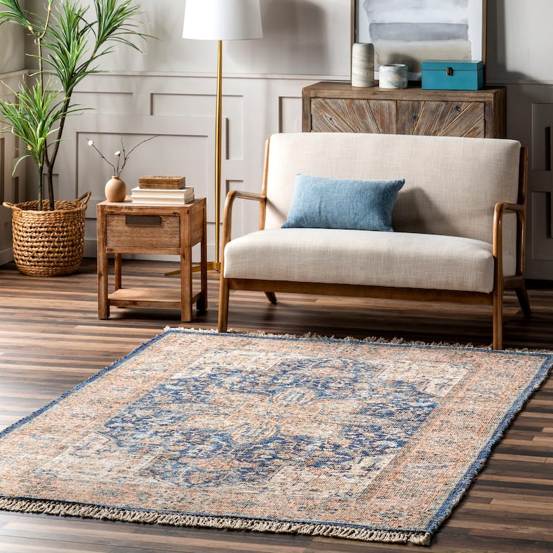 Lennox Persian Medallion Tassel Area Rug - 10' x 14' - Blue - Rectangle