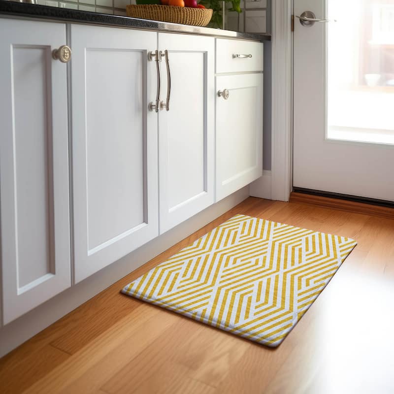Premium Washable Super Soft Contemporary Geo Mayfield Rug - Yellow - 1' 8" x 2' 6" - Rectangle