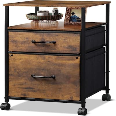 2 Drawer Mobile File Cabinet - 15.7"D x 15.4"W x 26.8"H