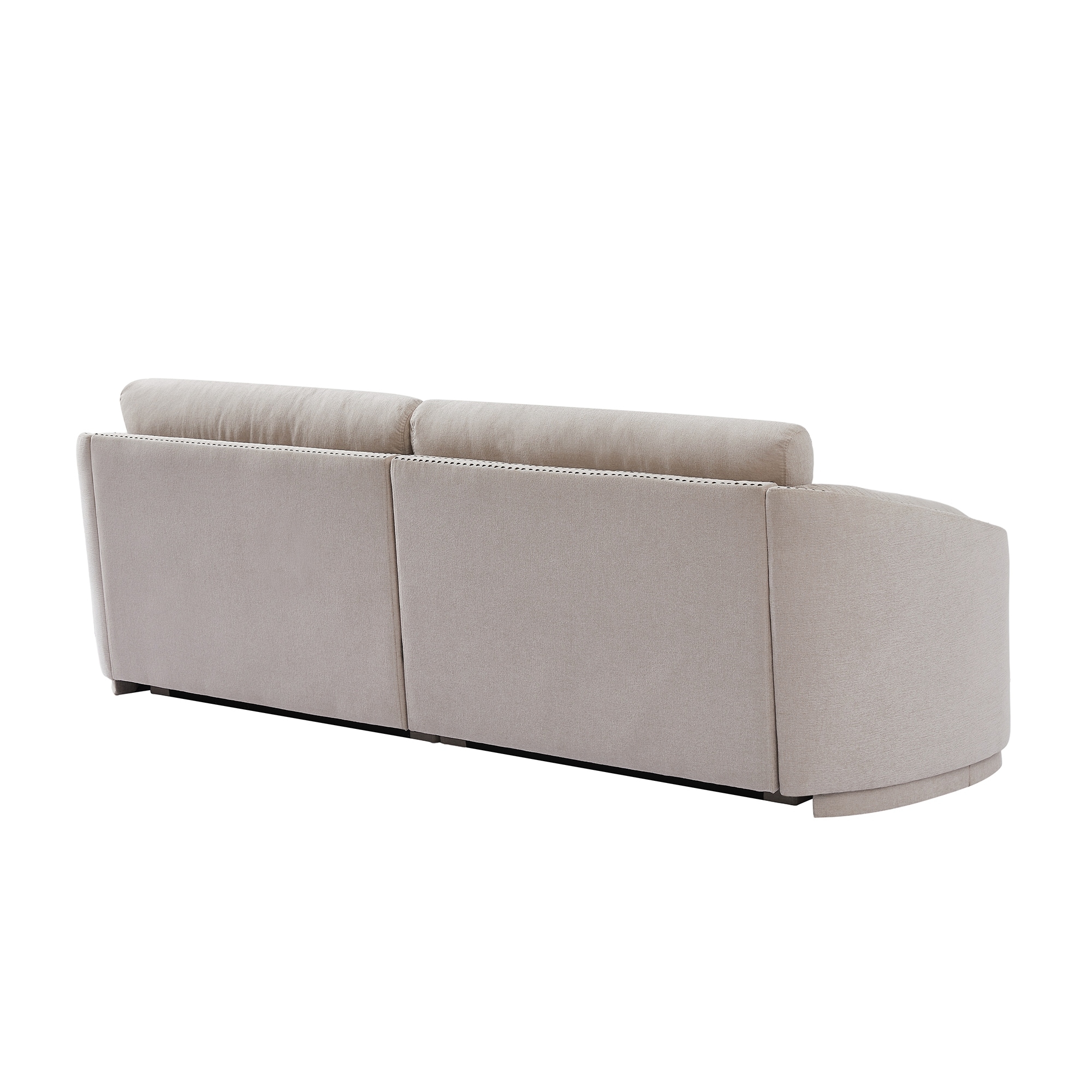 Stylish Polyester Sofa with Semilunar Arm Rivet Detailing Solid