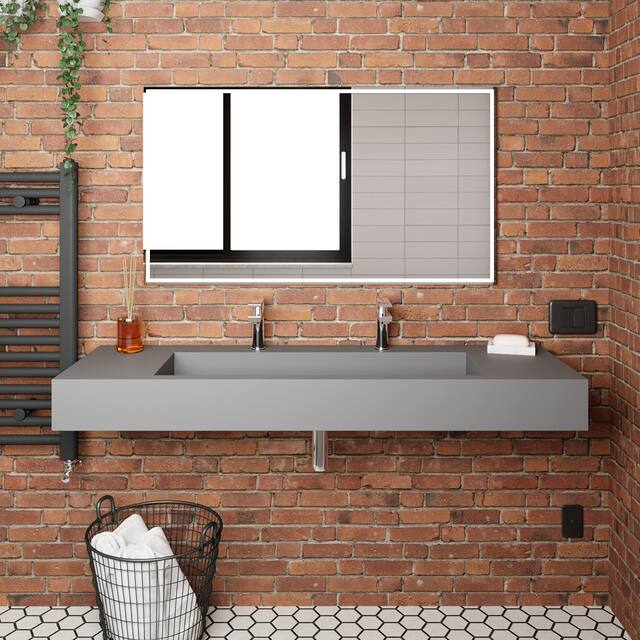 Pyramid Solid Surface Wall-Mounted Bathroom Sink