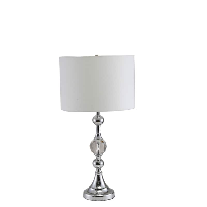 30" Silver Metal Bedside Table Lamp With White Classic Drum Shade - 15 x 15 x 29.5