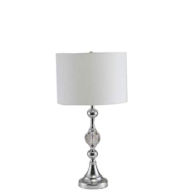 30" Silver Metal Bedside Table Lamp With White Classic Drum Shade - 15 x 15 x 29.5