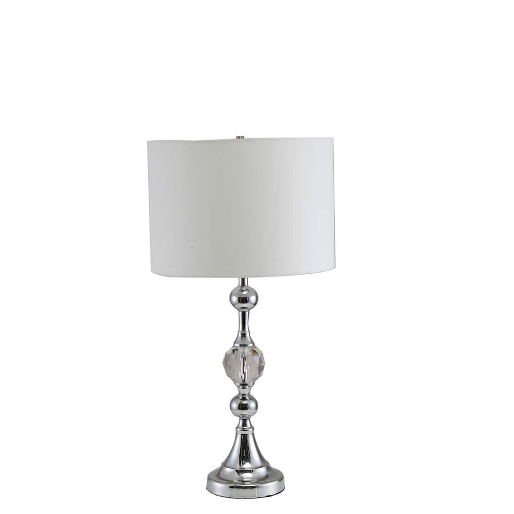 30" Silver Metal Bedside Table Lamp With White Classic Drum Shade - 15 x 15 x 29.5