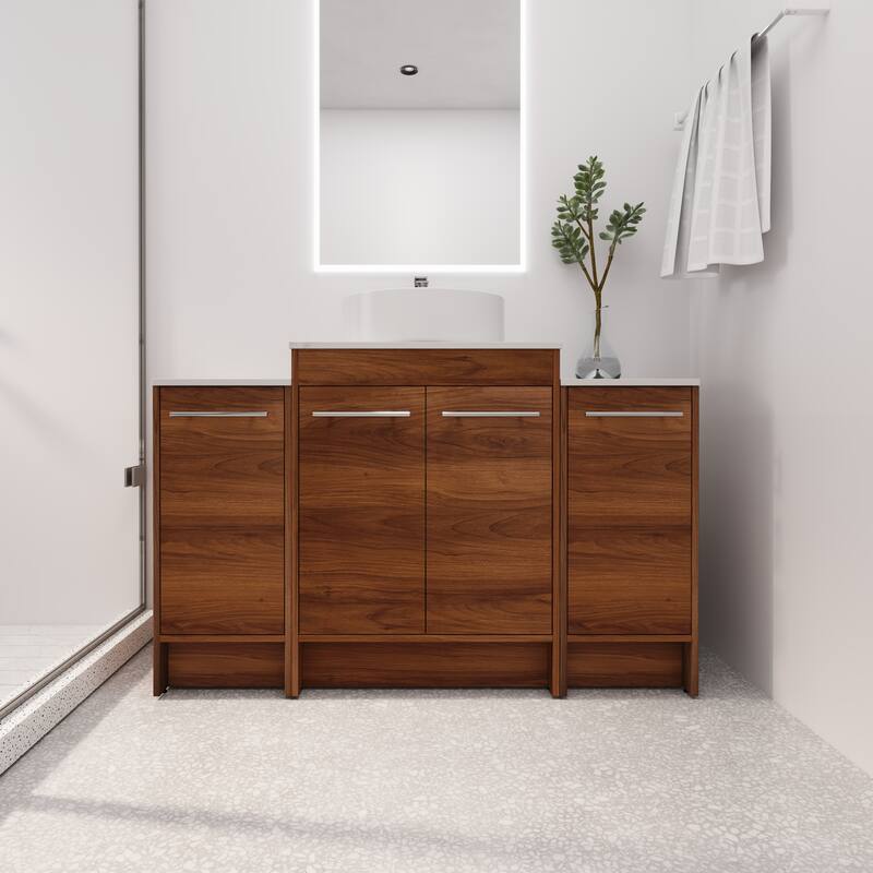 BNK 24/36/48/60 Inch Bathroom Vanity with Sink, Freestanding Bathroom Vanity with Soft Close Doors and Adjustable Shelf - 48"x18" - BRE400