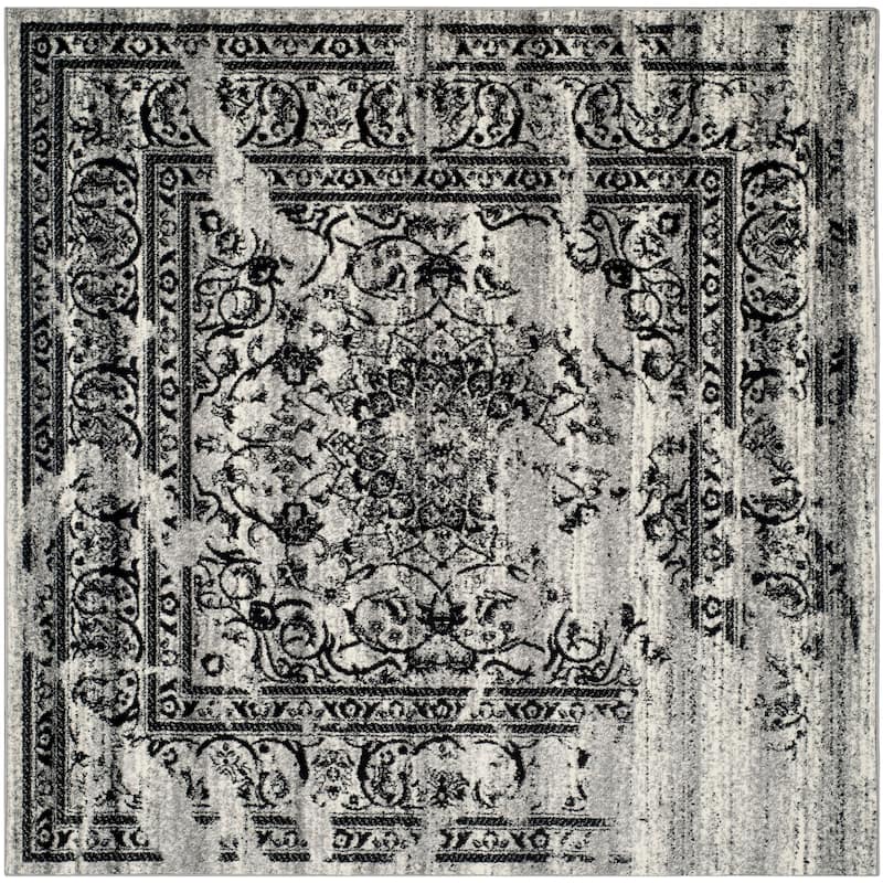 SAFAVIEH Adirondack Sierra Vintage Oriental Distressed Rug - 8' Square - Silver/Black