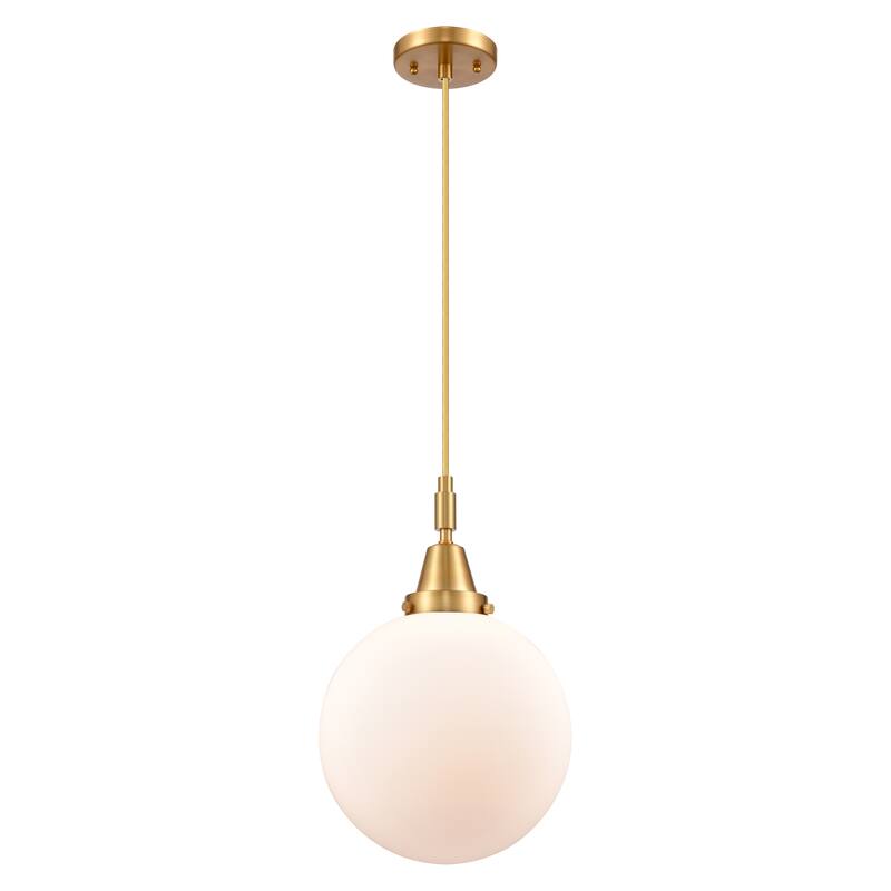 Innovations Lighting Downtown Urban - Caden Beacon - 1 Light 10" Cord Hung Mini Pendant - Satin Gold/Matte White Shade