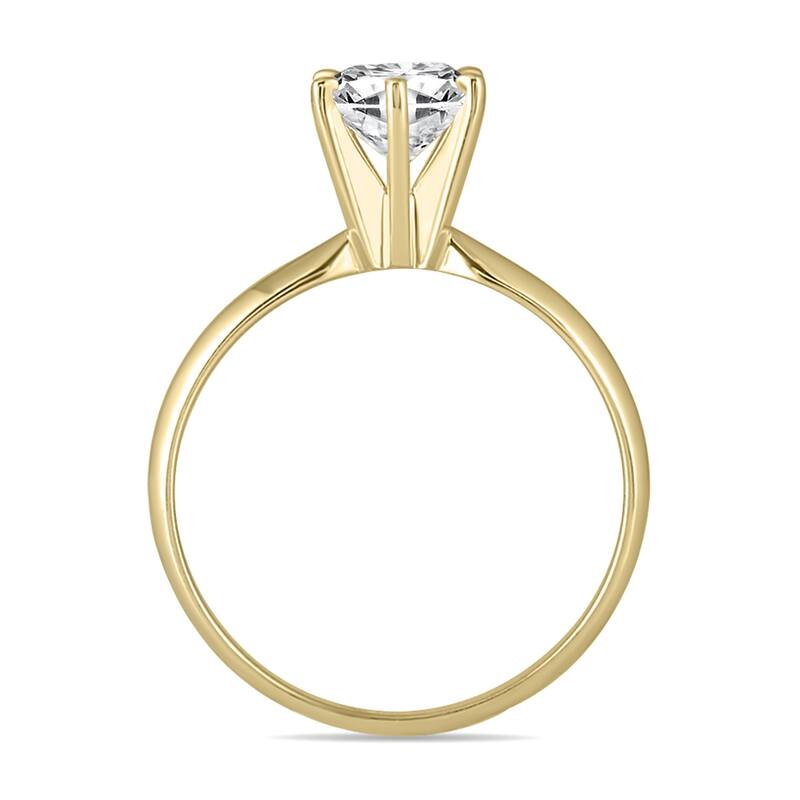 Marquee Certified 1 Carat Diamond Solitaire Ring in 14K Yellow Gold (I-J Color, I2-I3 Clarity)