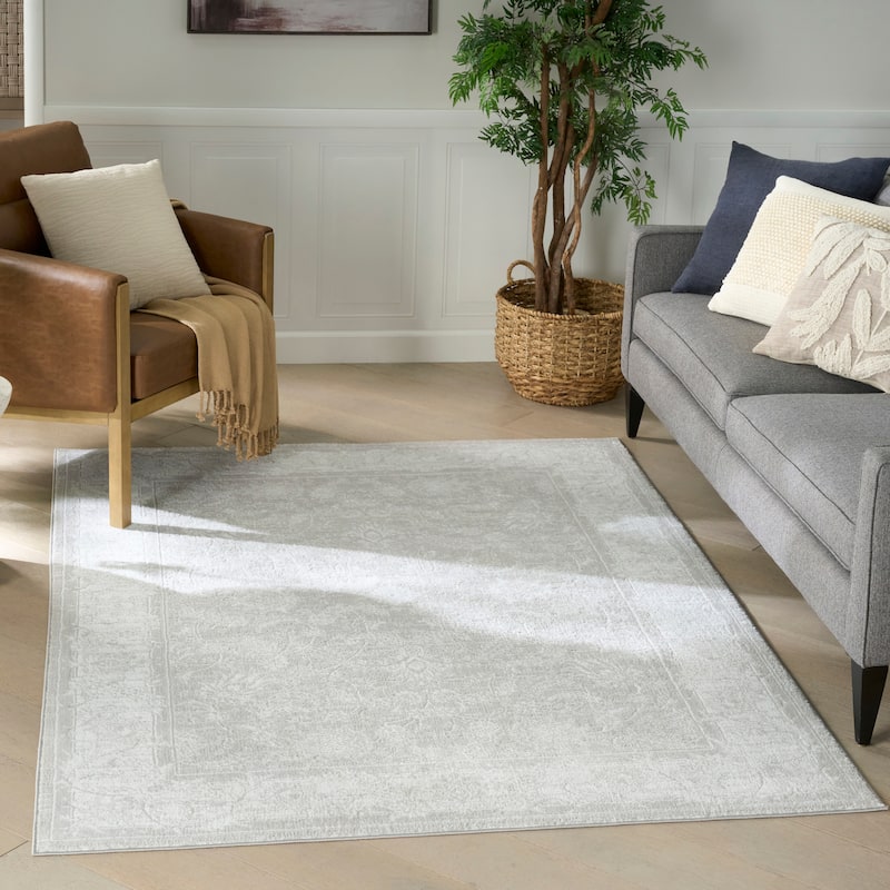 Nourison Dekor Indoor only Persian Area Rug - Light/Grey - 5'3" x 7'