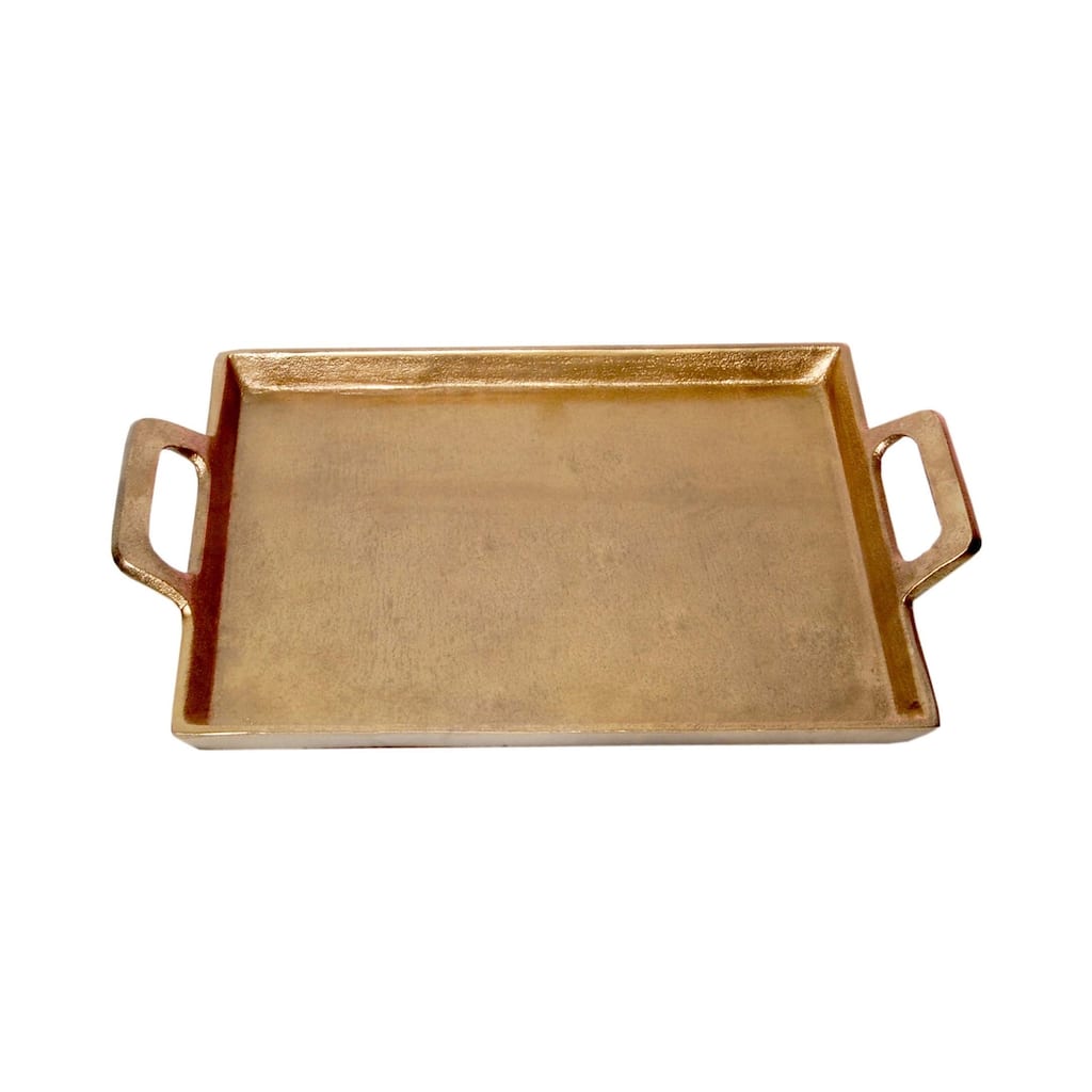 Alum. Tray w/Handles 10x14" - Ant. Brass - ANTIQUE BRASS